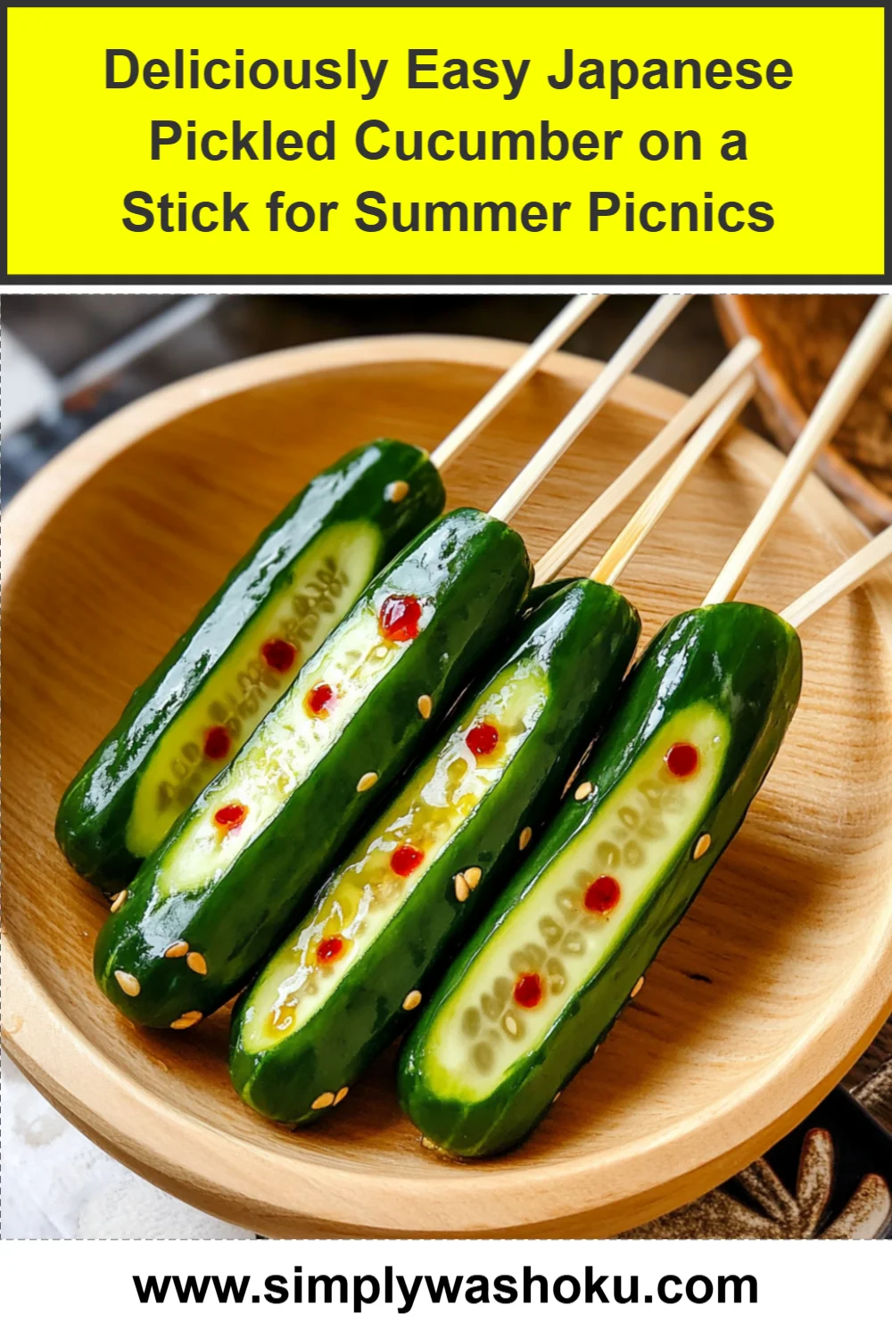 Deliciously Easy Japanese Pickled Cucumber on a Stick for Summer Picnics