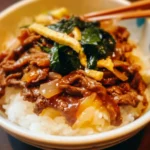 Quick Beef Donburi Recipe with Shiso Garlic Soy Sauce