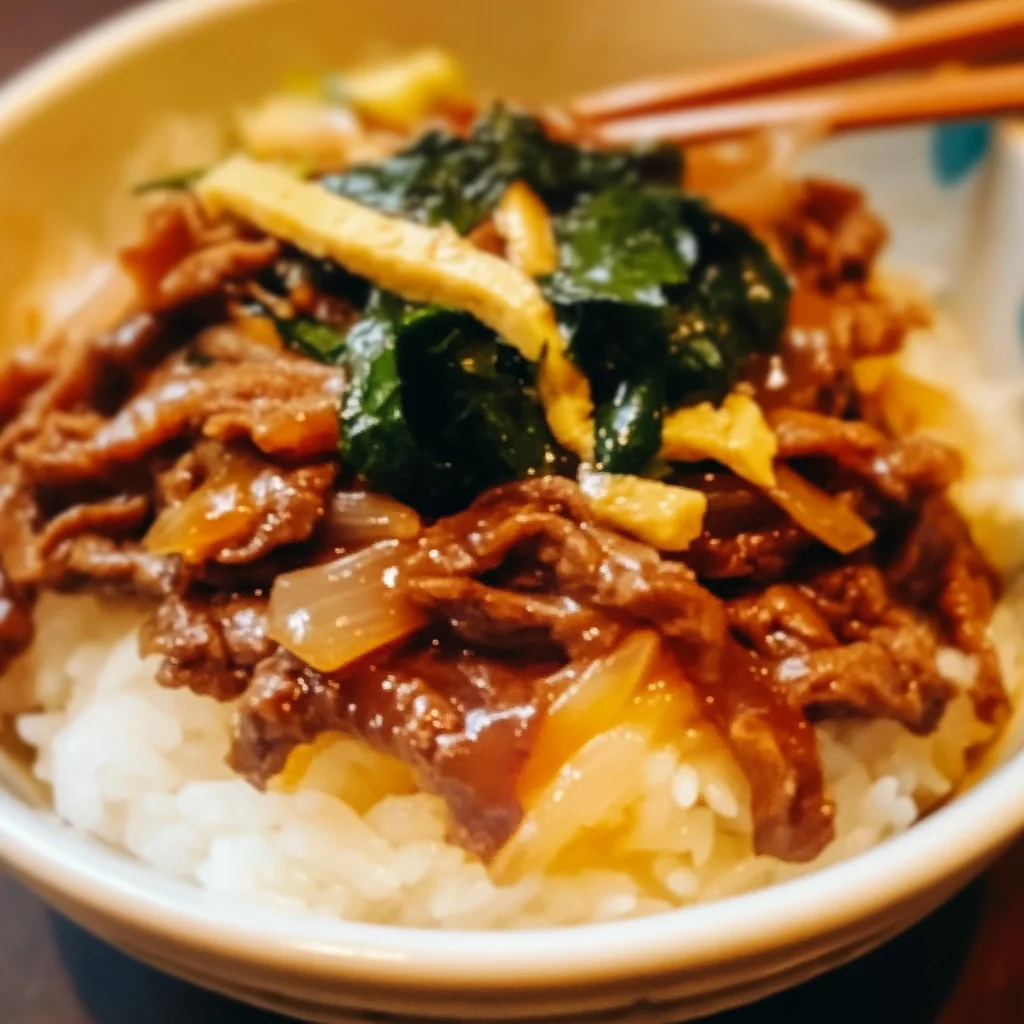 Quick Beef Donburi Recipe with Shiso Garlic Soy Sauce